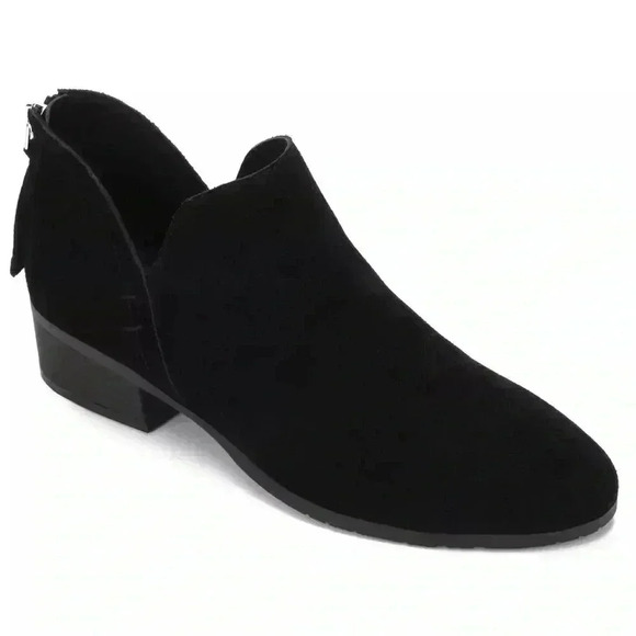 Kenneth Cole Reaction Side Skip Booties | Black Suede Zip Ankle Boots | Size 7.5 - Picture 1 of 11